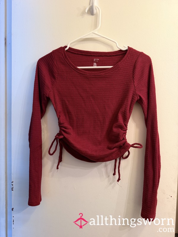Long Sleeve Maroon Crop Top Size Extra Small