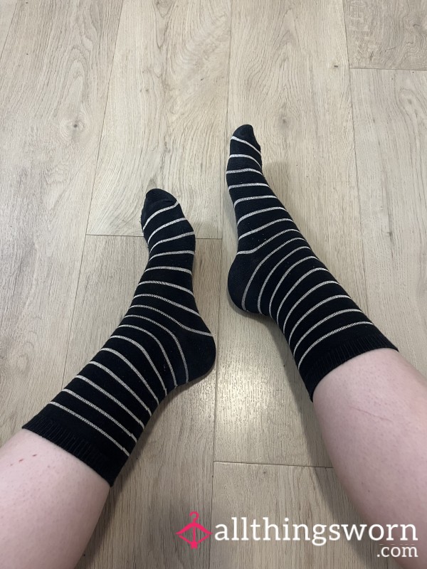 Long Striped Black Socks