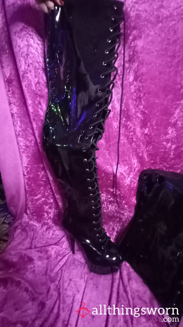 Long Thigh High PVC Goddess Heel Boots