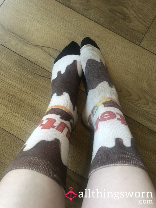 Long Well Worn Nutella Socks (Size 5 UK Feet) - Wear For 24 Hours Up To 168 Hours