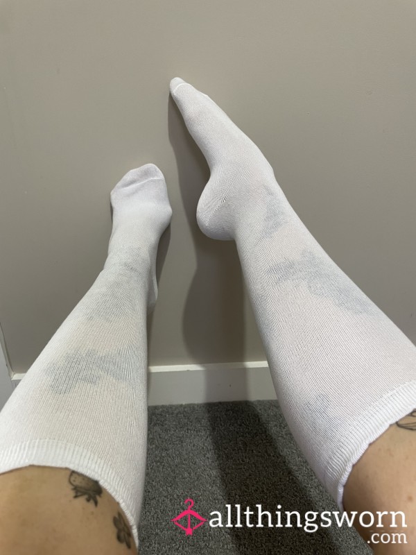 Long White Socks. Available For A 48 Hour Wear ✨🦶🏻🖤