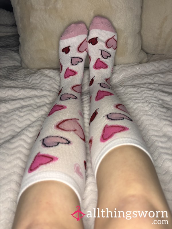 Long White Socks With Hearts