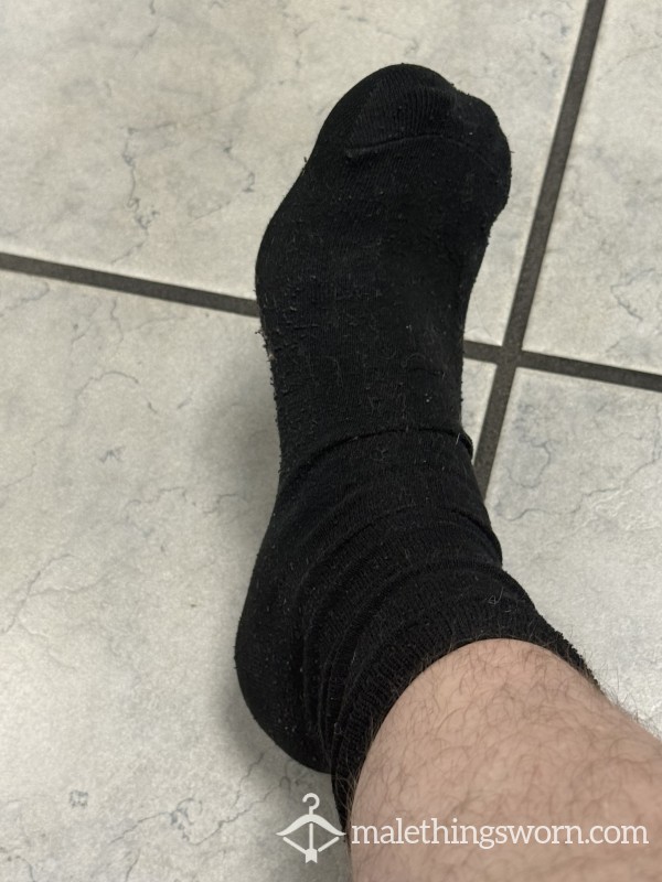 Longer Black Socks Worn All Day Long