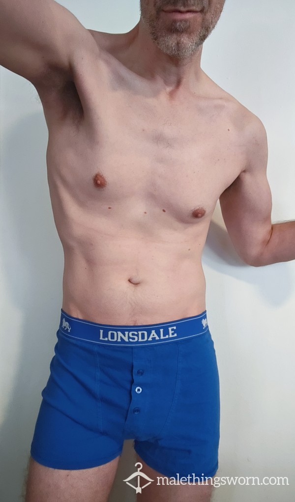 Lonsdale Blue Boxerbriefs Cotton/Elastene Blend Size M Bu*tonfly Customizable