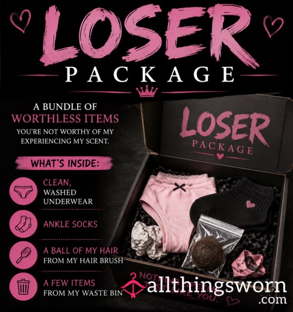 Loser Package- Clean Underwear-New Socks- Hairball-Trash-Worthless Items