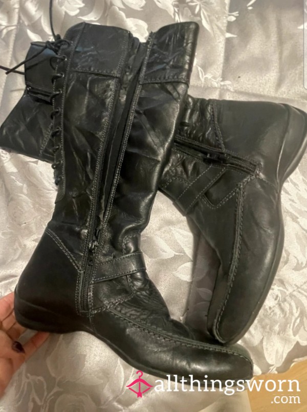 Lotus Black Calf Length Boots