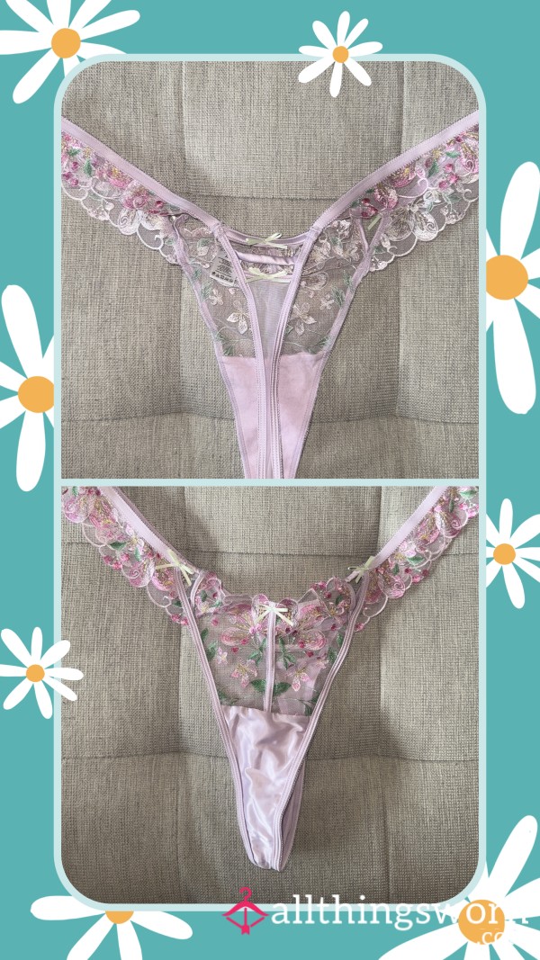 Lounge - Gorgeous Satin Pink Flor*l Thong