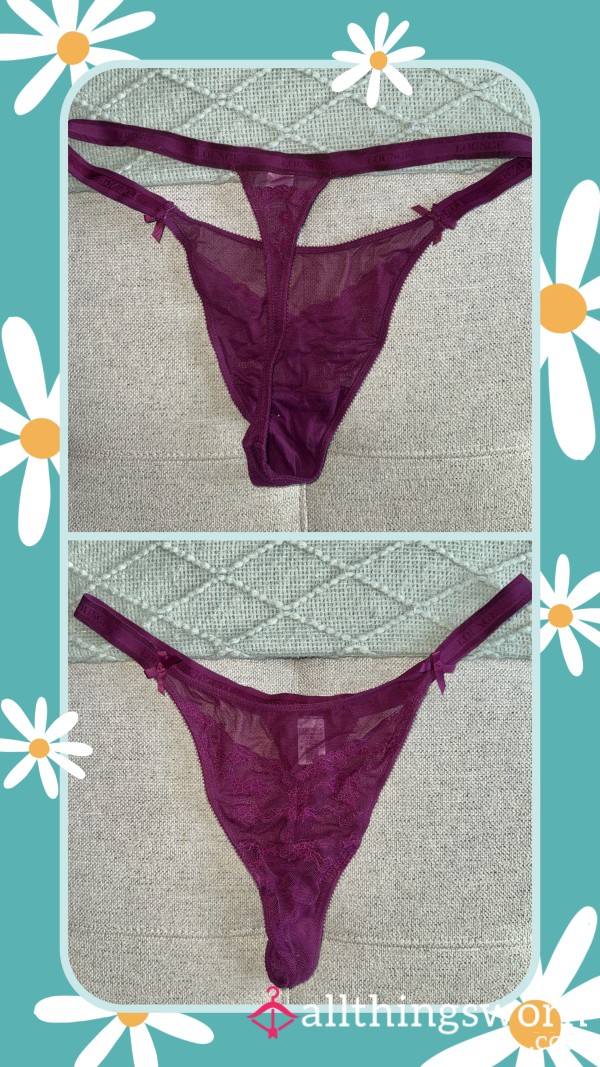 Lounge Underwear - Purple Thong With Bows