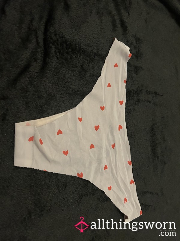 🤍 Love Me Softly – Worn White Panties With Hearts 💘