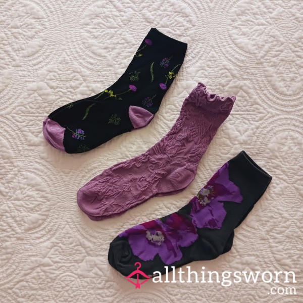 Purple And Black Ankle Socks Cute And Stretchy Bundle Includes Daily Photo Set