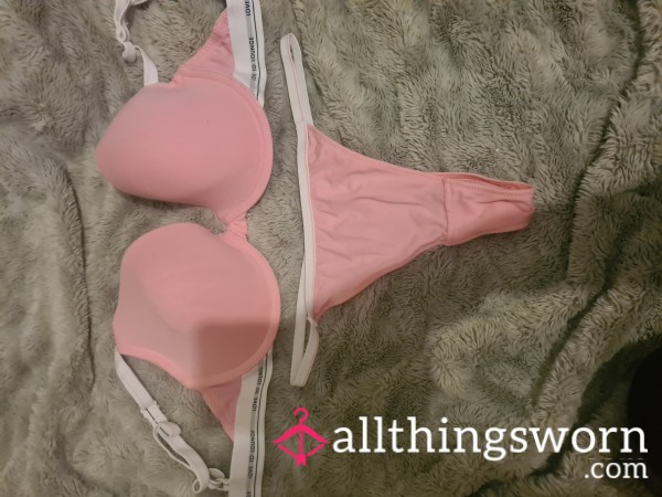 Lovely Pink Thong And Bra Set Ready To Wear.