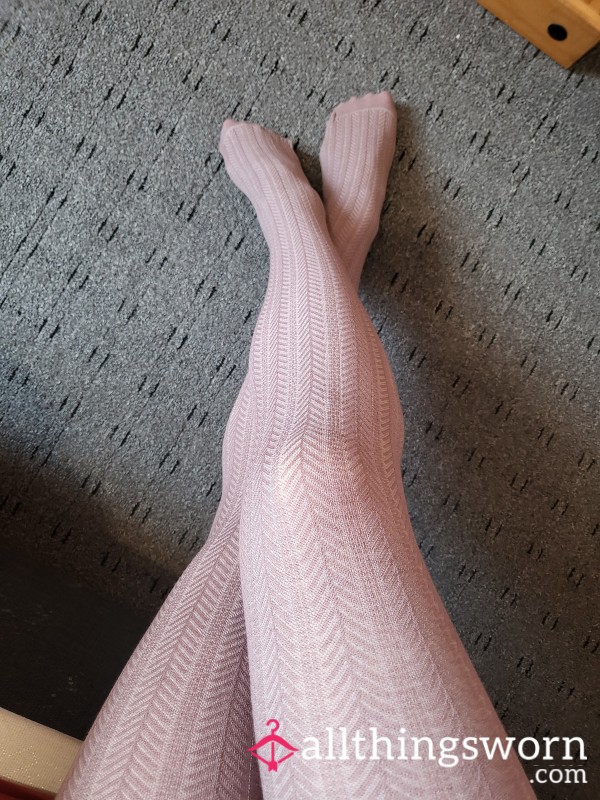 Lovely Soft Mauve Cable Knit Tights
