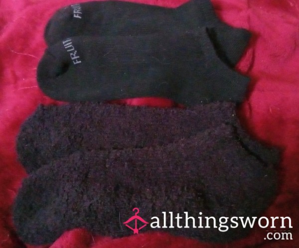Low Black Socks.  Stretchy FOTL, Or Fuzzy And Soft! 2 Days, $15.