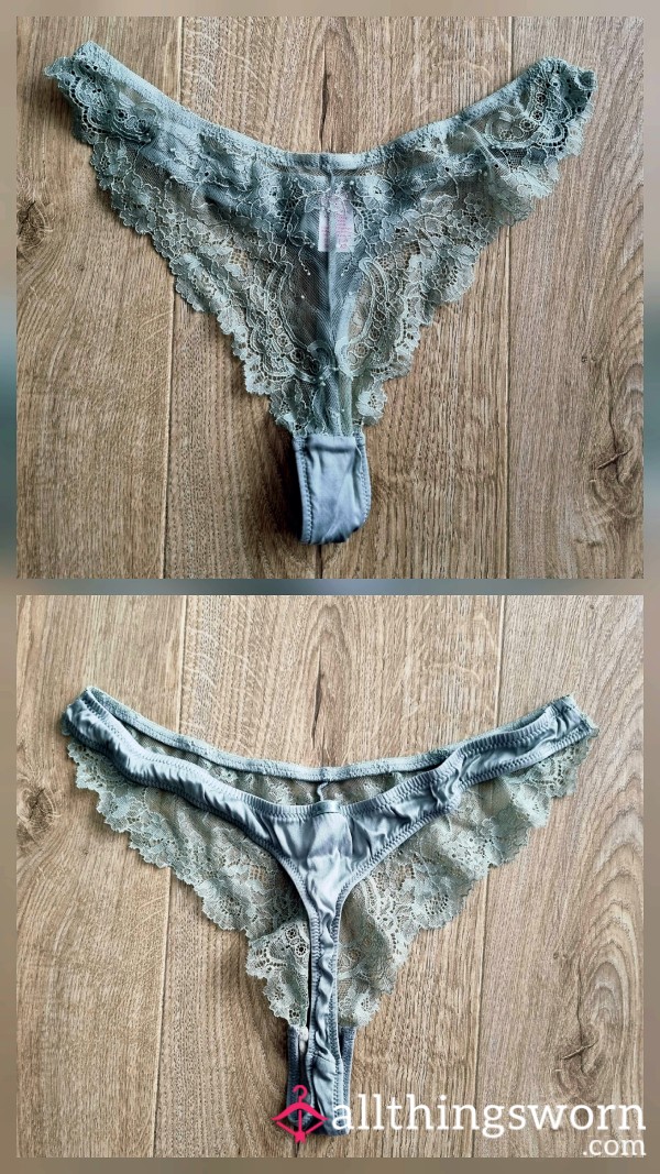 💎 Luxe Lace Thong, Soft Green Elegance 💎