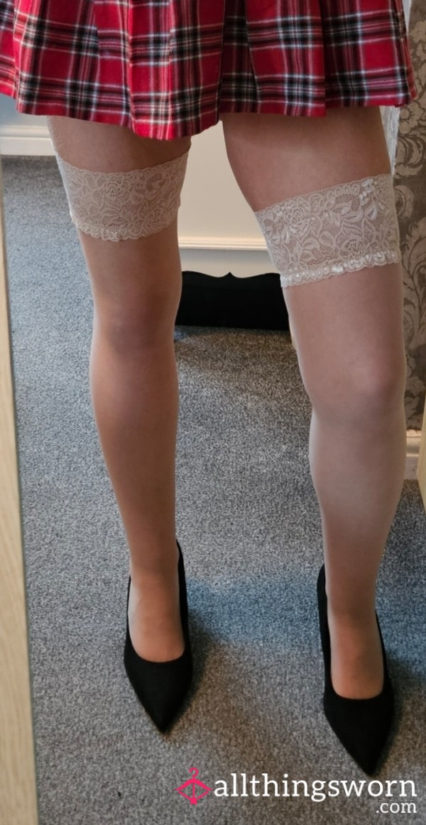 Luxury, Nude, Heavy, Laced Top Stockings