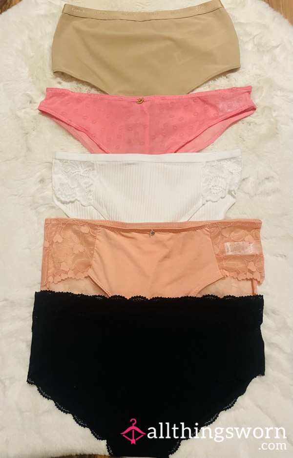 Lycra , Cotton , Ribbed And Lace Panties 24hr Wear Pics Included