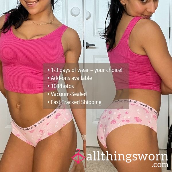 M JUICY COUTURE LIGHT PINK W/ CHERRY BLOSSOM PRINT BIKINI FULL BACK PANTY (1460)