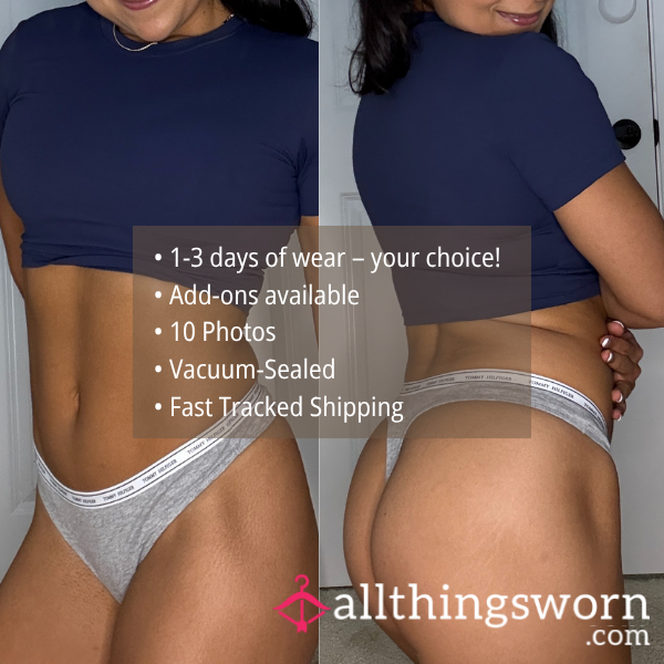 M TOMMY HILFIGER GRAY THONG WITH ICONIC LOGO WAISTBAND (1642)