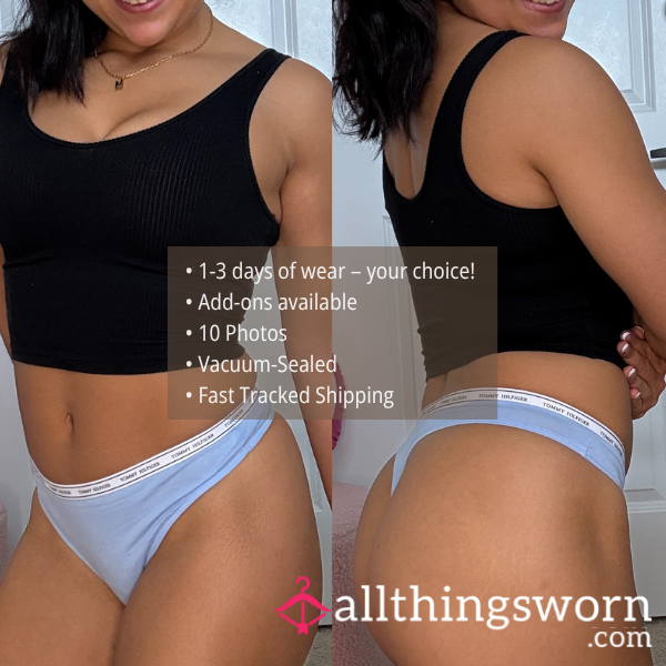 M TOMMY HILFIGER POWDER BLUE THONG WITH ICONIC LOGO WAISTBAND (1664)