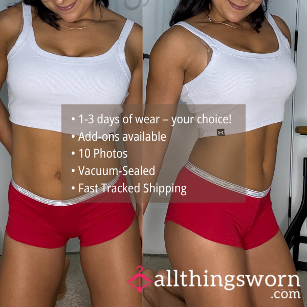 M TOMMY HILFIGER RED BOY SHORTS WITH ICONIC LOGO WAISTBAND (1647)