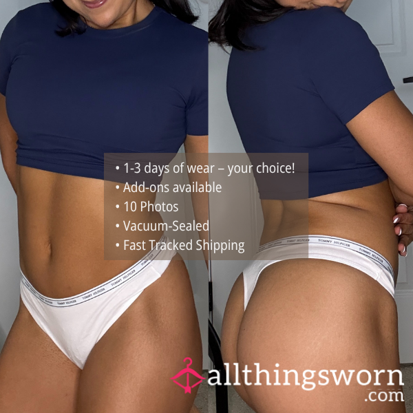 M TOMMY HILFIGER WHITE THONG WITH ICONIC LOGO WAISTBAND (1641)
