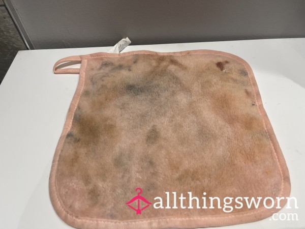 Make-Up Remover Cloth - Filthy Used Make Up Covered Flannel.
