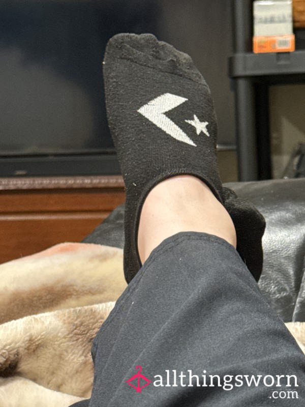 Really Worn Black No Show Converse Socks -Size 7