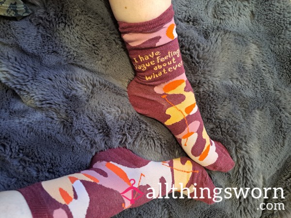Maroon Crew Socks Pattern Novelty