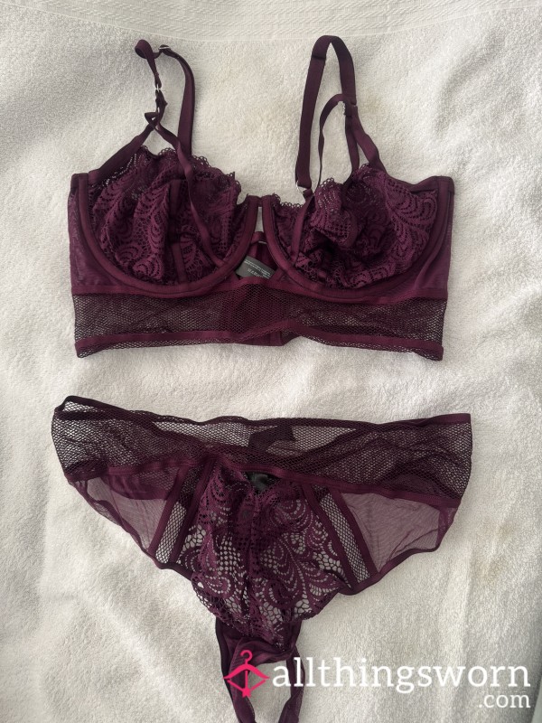 Maroon Goddess Lingerie Set 34DD With The S**iest Thongs