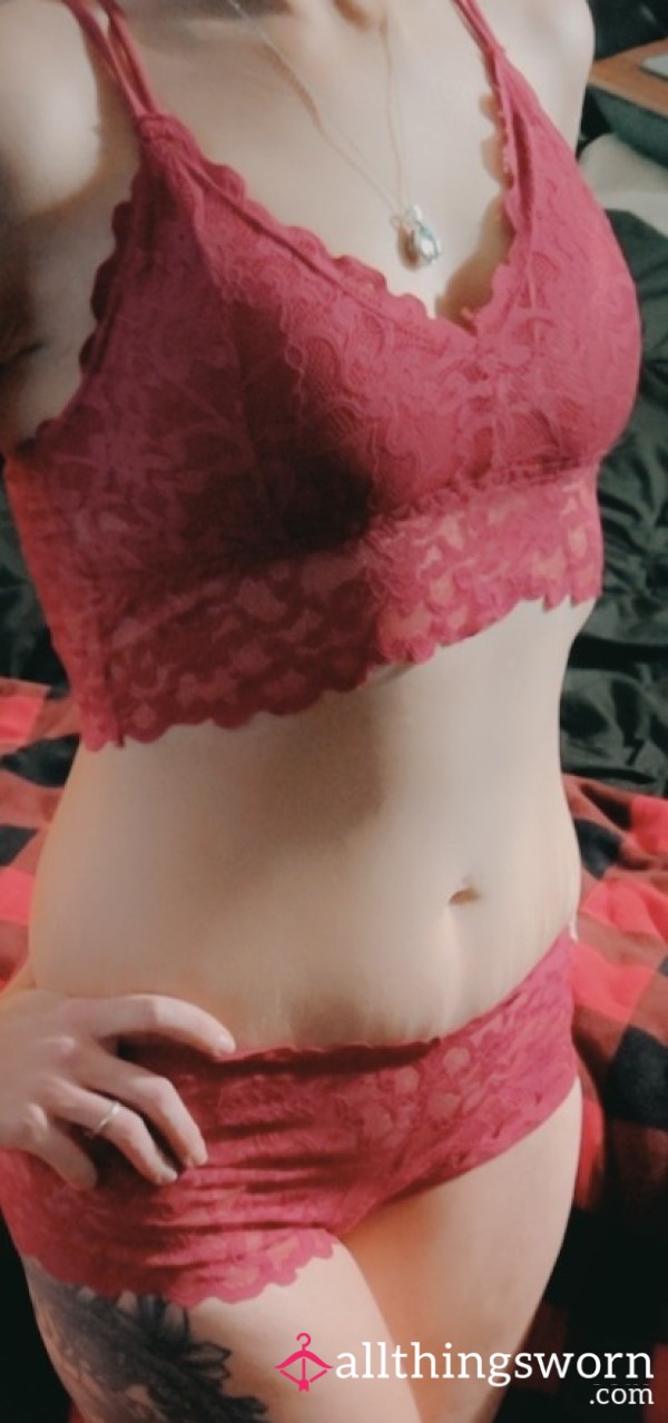 Maroon Lace Panty/bra Lingerie Buy One Get A Free Panty