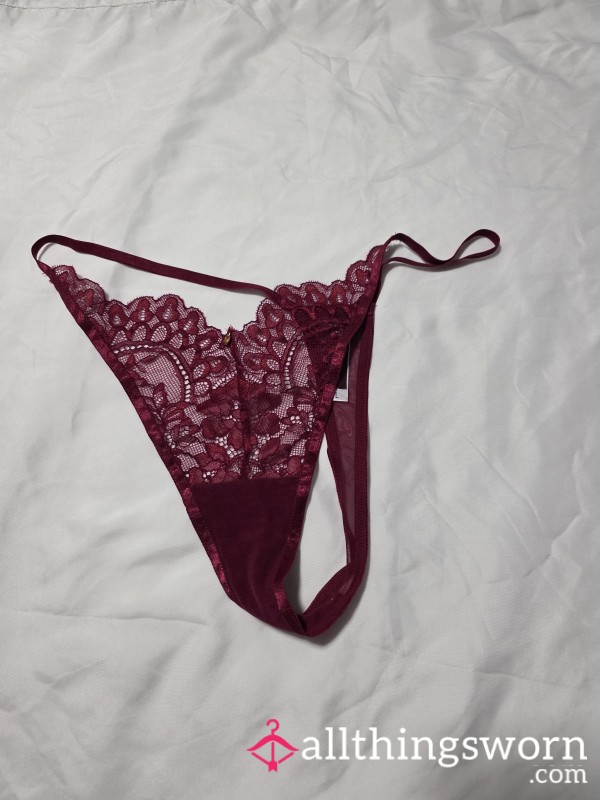 Maroon Lace Thong