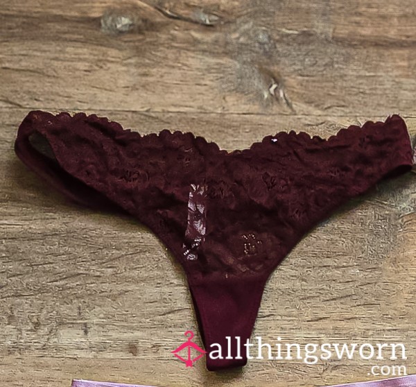 Maroon Lacey Thong