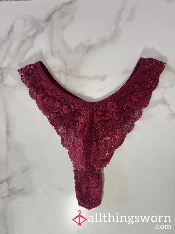 XS Maroon Lacy Thong