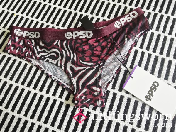 Maroon Mesh Animal Print Cheeky