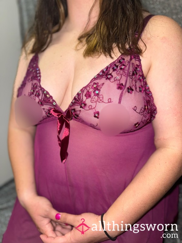 Maroon See Through Lingerie Top