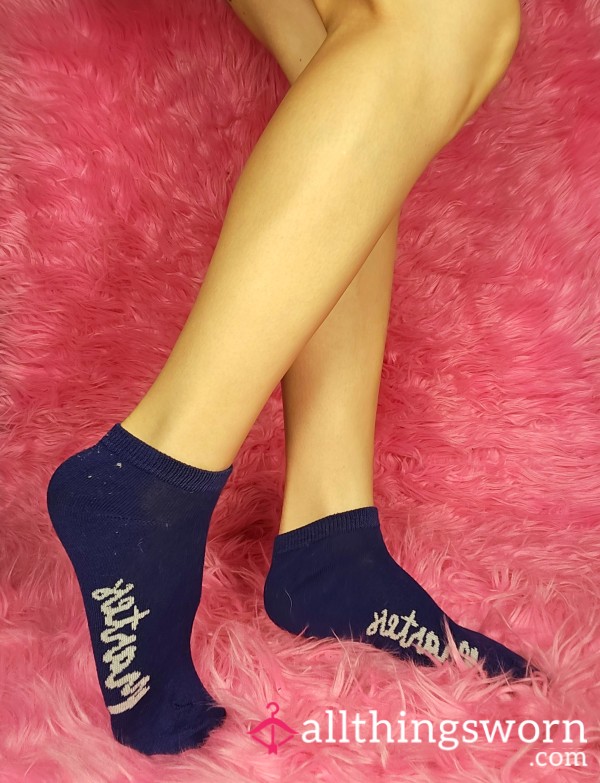 💙'Martes' Tuesday Navy Blue Socks Short Well WornCotton Ankle Socks Japanese Asian Feet Fetish Tattooed Foot Worship Gym Trainer