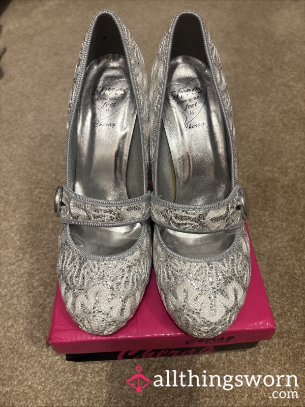 Mary Jane High Heel Shoe Size 8 S**y Silver Sissy Shoe