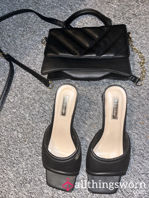 Matching Black High Heels And Purse