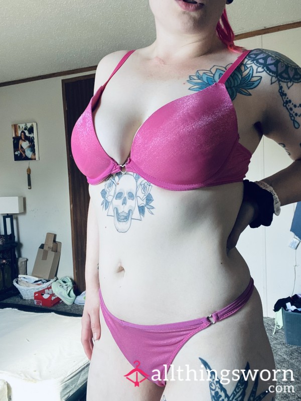 Matching Pink Panties & Bra With Hearts 🥰