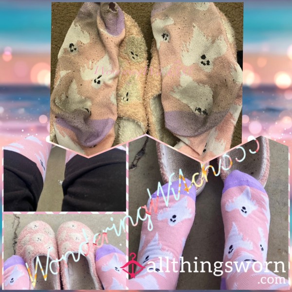 Well Worn Matching Slippers And Knee High Socks
