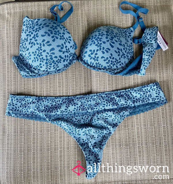 Matching Teal Thong & Bra Set