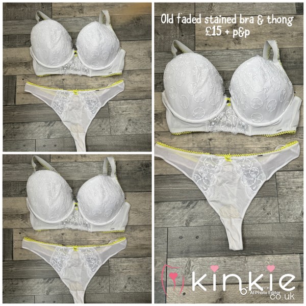 💦MATCHING WELL WORN SETS 💦FADED STAINED BRA & THONG SET💦SISSY DRESS UP