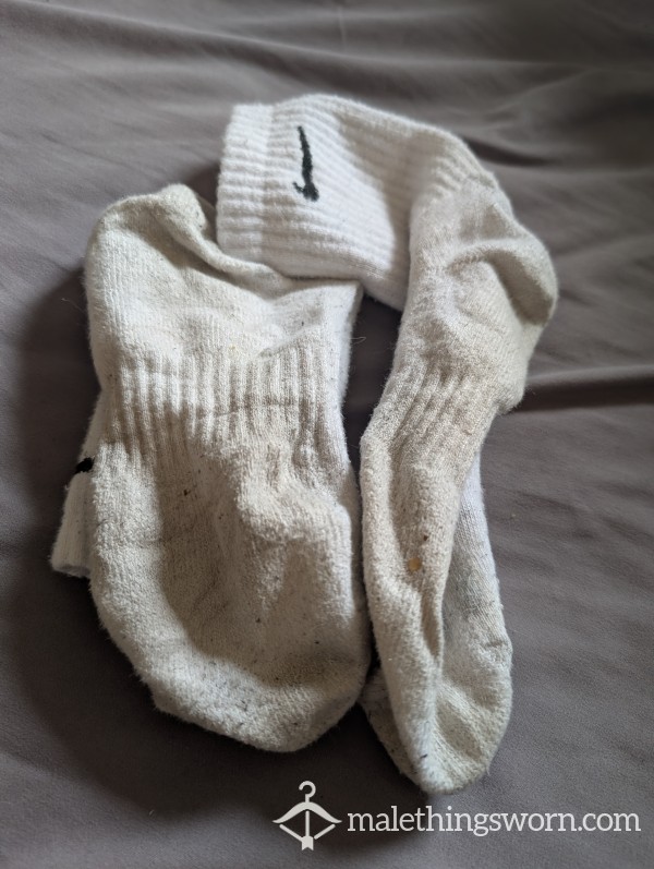 Mate's Worn, Dirty & Sweaty "White" Nike Crew Socks- See Pics