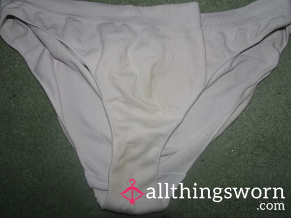 TV's Slightly-stained Stretchy White Panties