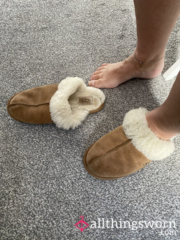 Mature Well Worn Open Back Ugg Slippers
