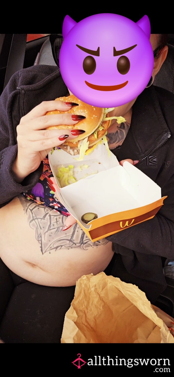 Mcdonalds Big Mac Meal Car Public Eating Mukbang Feeder Noisy Eater Fat Belly B**ch Pregnant ASMR