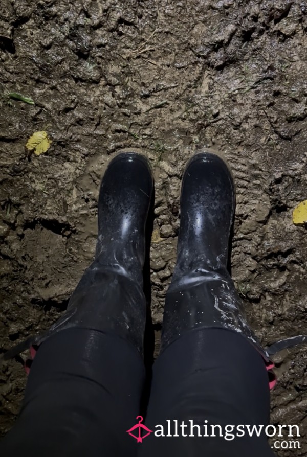 Me And Alpha Sloshing Wellies In Mud