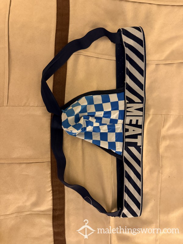 Meat Jockstrap Checkered Blue Size L