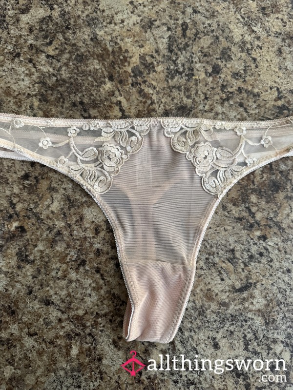 Med Nude Mesh Thong With Cotton Gusset