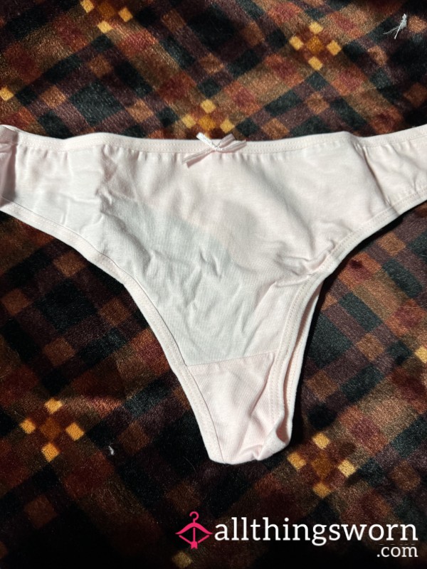 Medium Light Pink Cotton Thong